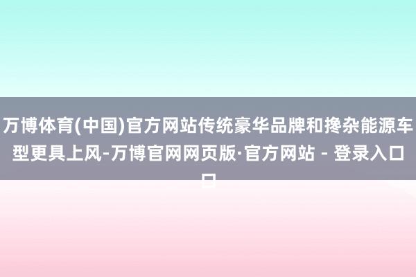 万博体育(中国)官方网站传统豪华品牌和搀杂能源车型更具上风-万博官网网页版·官方网站 - 登录入口